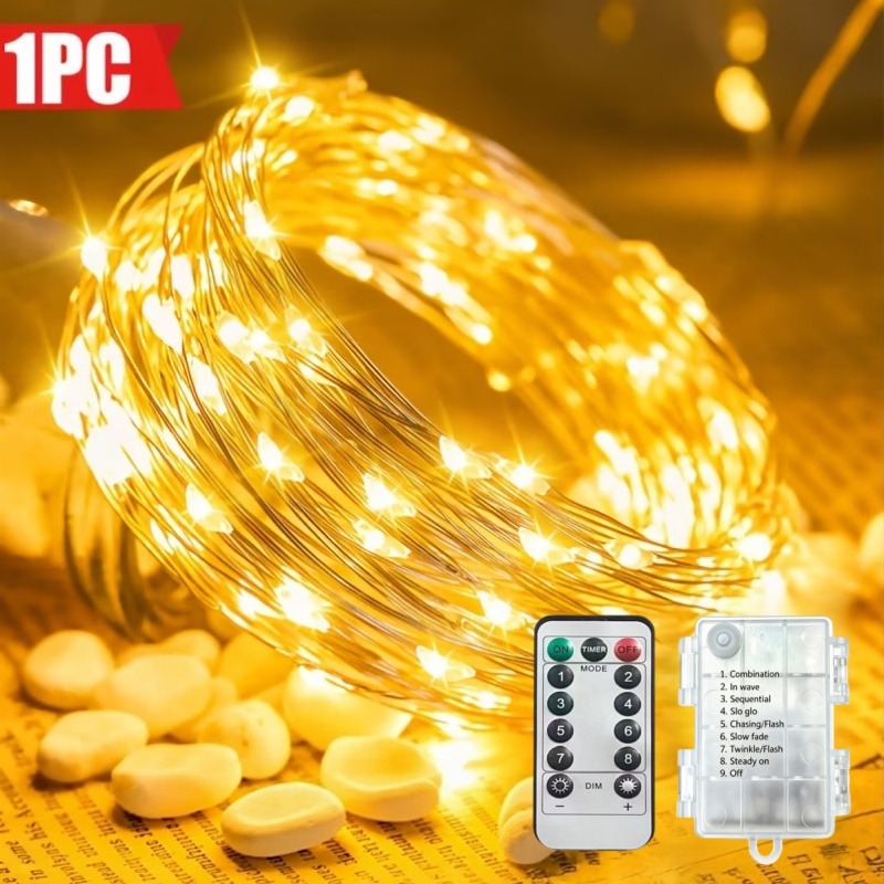 Led Fairy String Lights - 10-metrowa, wodoodporna, zasilana bateriami, dekoracyjna girlanda