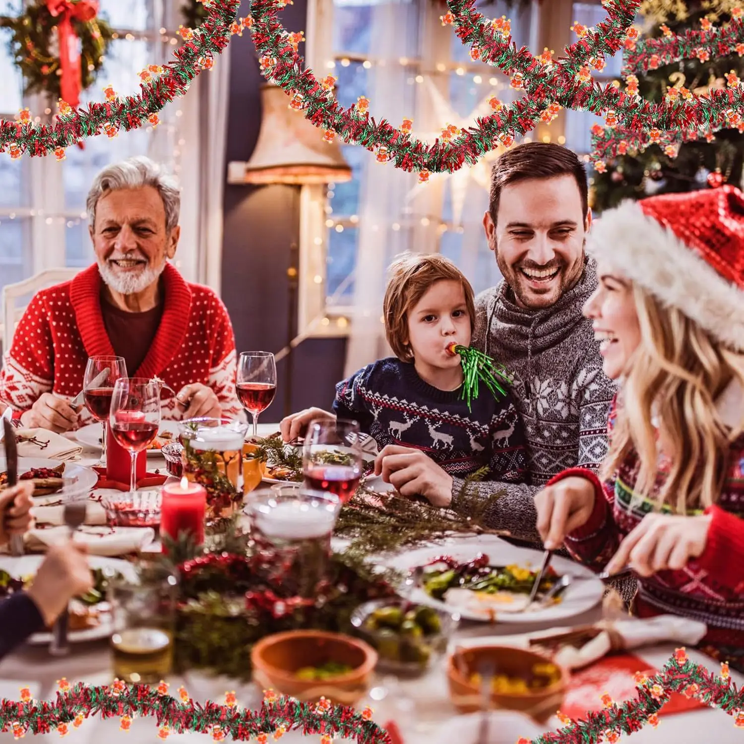 Świąteczna girlanda z lampek,  – Tinsel Garland Decoration recenzja i cena