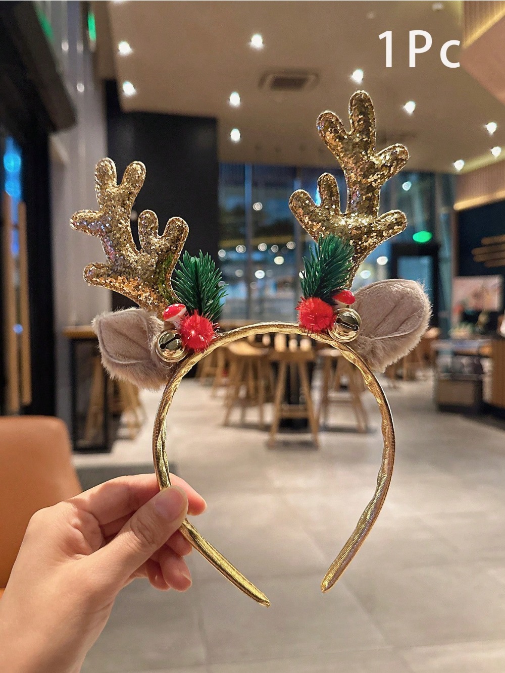 1szt Złota cekinowa grzybkowa  – Reindeer Antlers Headband recenzja i cena