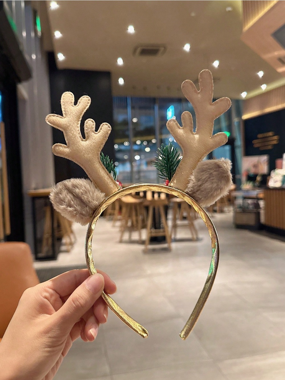 1szt Złota cekinowa grzybkowa  – Reindeer Antlers Headband recenzja i cena